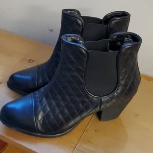 Black leather booties